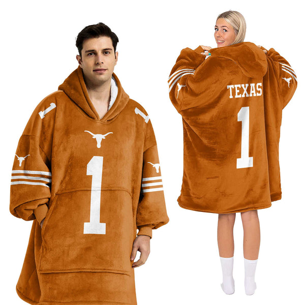 Adult #1 Texas Longhorns Football Unisex Blanket Hoodie