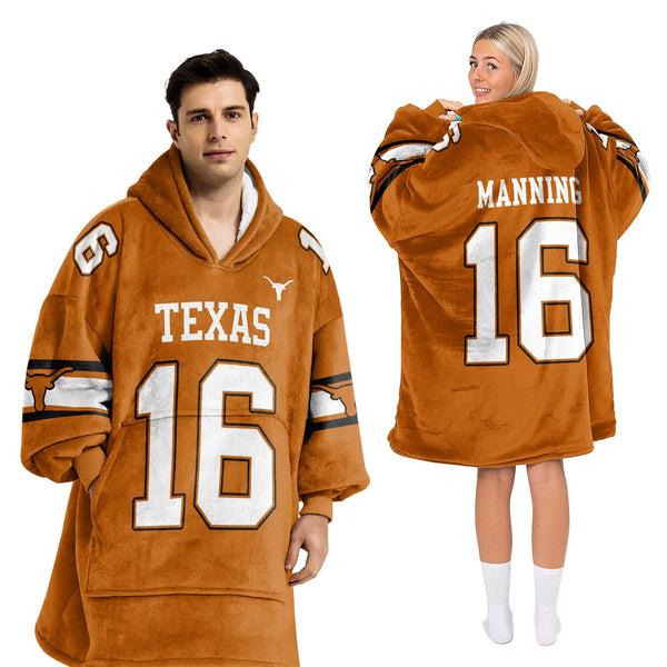 Adult 16 Texas Longhorns Football Unisex Blanket Hoodie