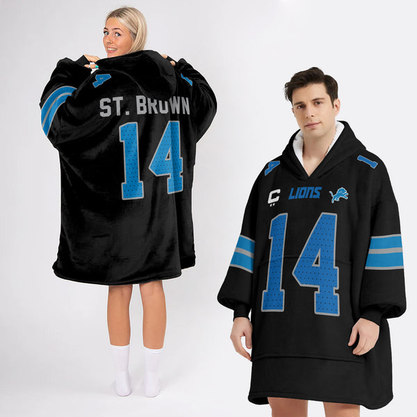 Adult A ST.B 14 Detroit Football Unisex Blanket Hoodie
