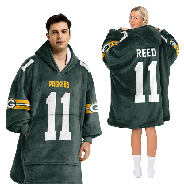 Adult J.D 11 Green Bay Football Unisex Blanket Hoodie