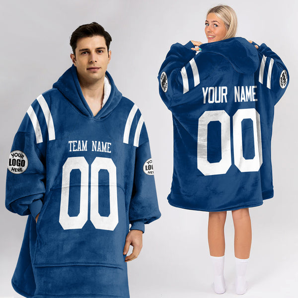 Adult Custom Blanket Hoodie Indianapolis Inspired Color