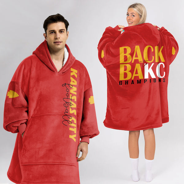 Adult 3 Peat Kansas City Football Unisex Blanket Hoodie
