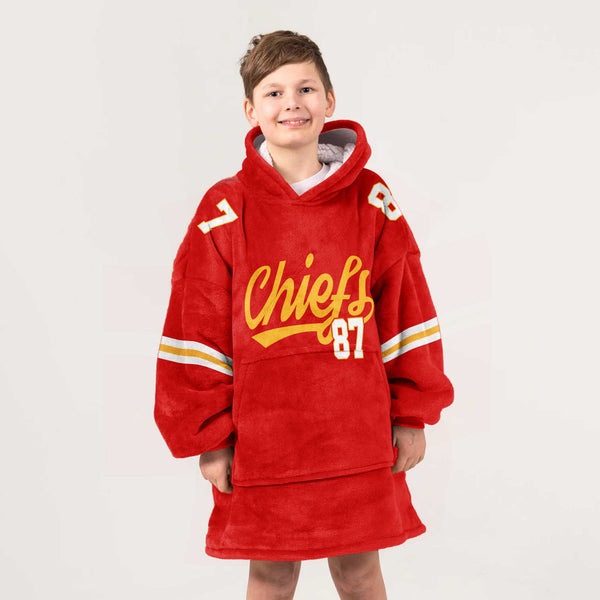 Kid T.K 87 Kansas City Football Unisex Blanket Hoodie