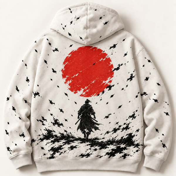 Chrisraw Hinomaru Hoodie — Ink Dragon Red Sun Samurai Print