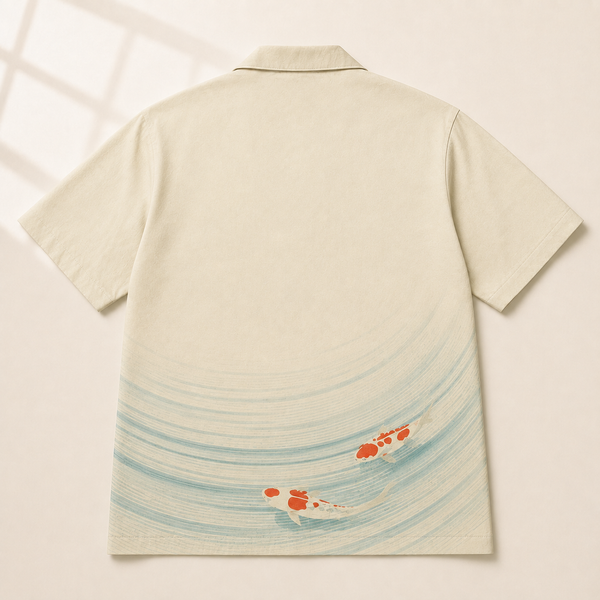 Chrisraw Kaiten Aloha Shirt — Vinyl Record Koi Pond Print