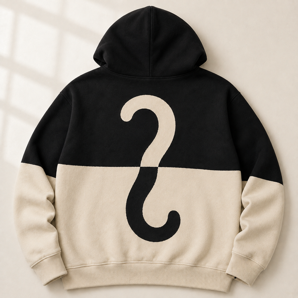 Chrisraw Kuroshiro Hoodie — Black and Cream Cat Face Print
