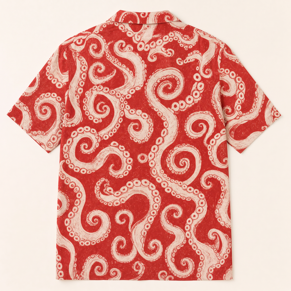 Chrisraw Kyuban Aloha Shirt — Japanese Octopus Tentacle Woodblock Print
