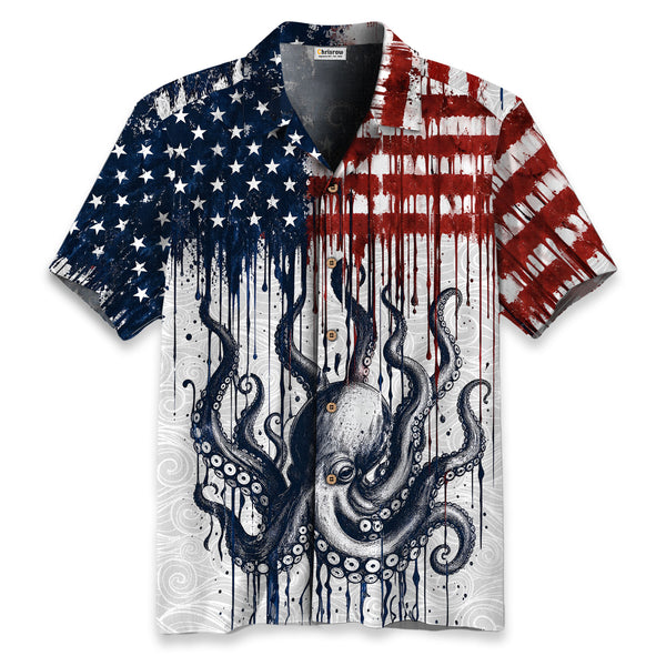 Chrisraw America 250 Octopus Freedom Hawaiian Shirt