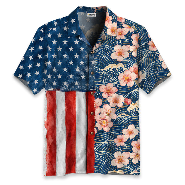 Chrisraw America 250 Sakura Wave Hawaiian Shirt