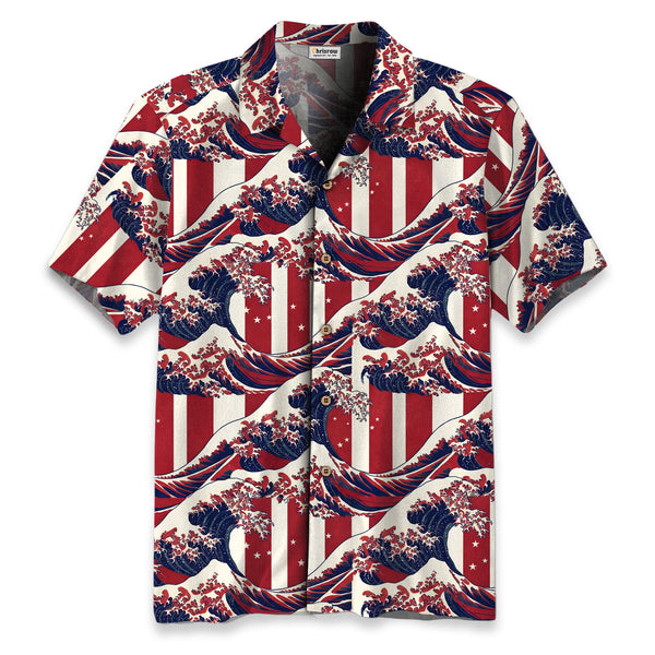 Chrisraw America 250 Seamless Striped Tides Hawaiian Shirt