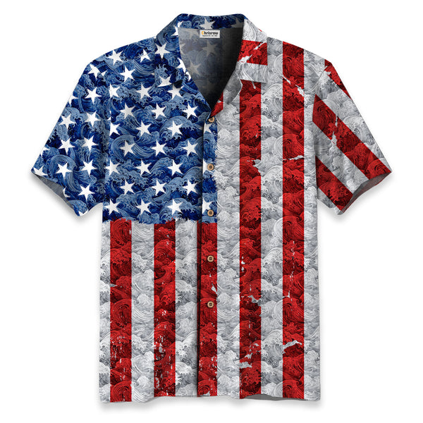 Chrisraw America 250 The Great Wave of Liberty Hawaiian Shirt