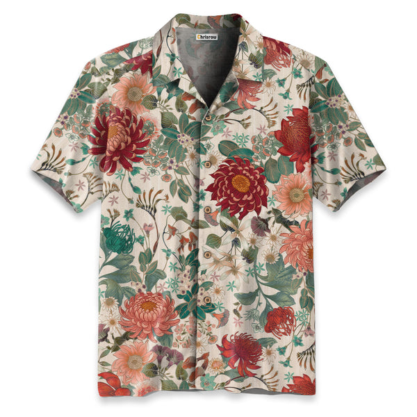 Chrisraw Crimson Daisy Hawaiian Shirt