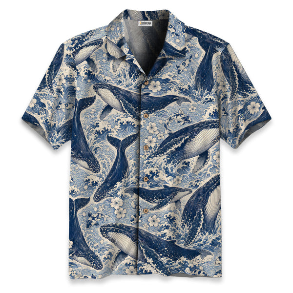 Chrisraw Blue Ocean Whale Hawaiian Shirt
