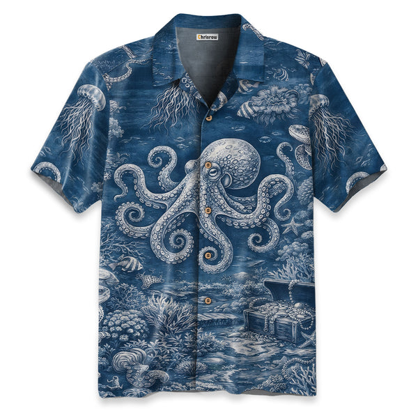 Chrisraw Blue Ocean Octopus Hawaiian Shirt