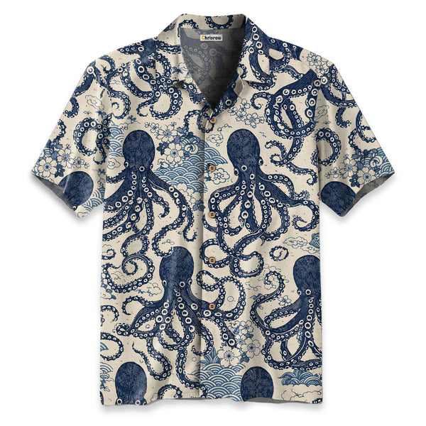 Chrisraw Blue Ocean Octopus Hawaiian Shirt