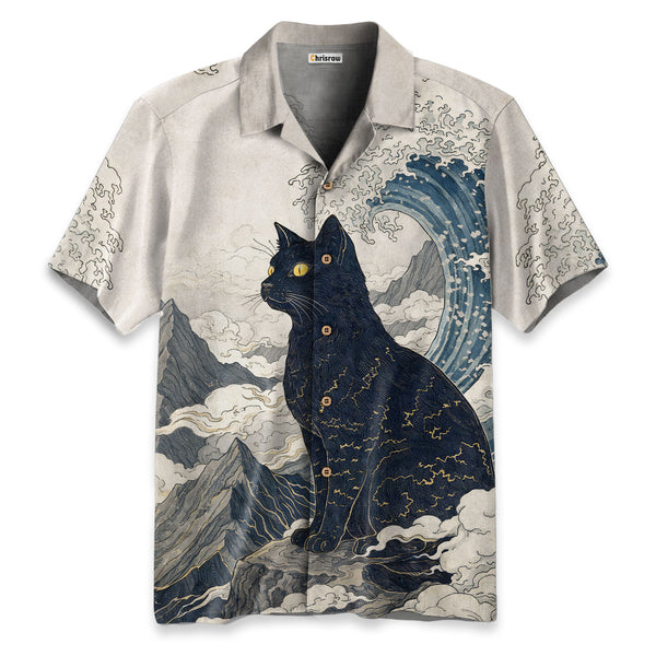 Chrisraw Cat Amidst Majestic  Peaks Hawaiian Shirt