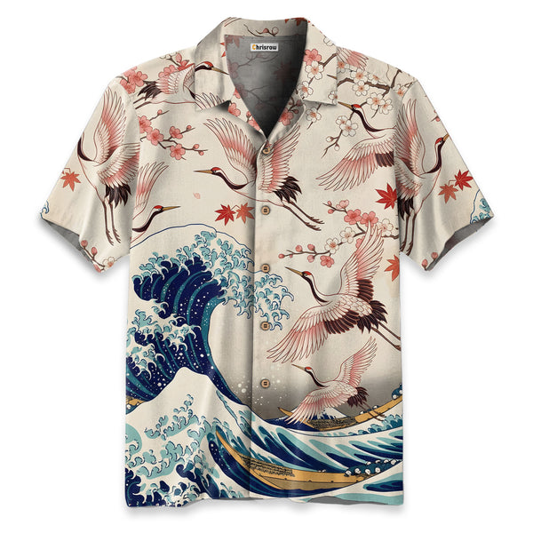 Chrisraw Cranes Dancing On The Waves Hawaiian Shirt