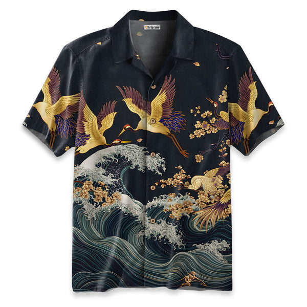 Chrisraw Cranes Dancing On The Waves Hawaiian Shirt