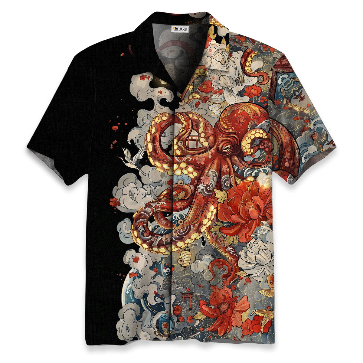 Chrisraw Octopus with Flowers and Clouds Hawaiian Shirt – Chrisraw Store