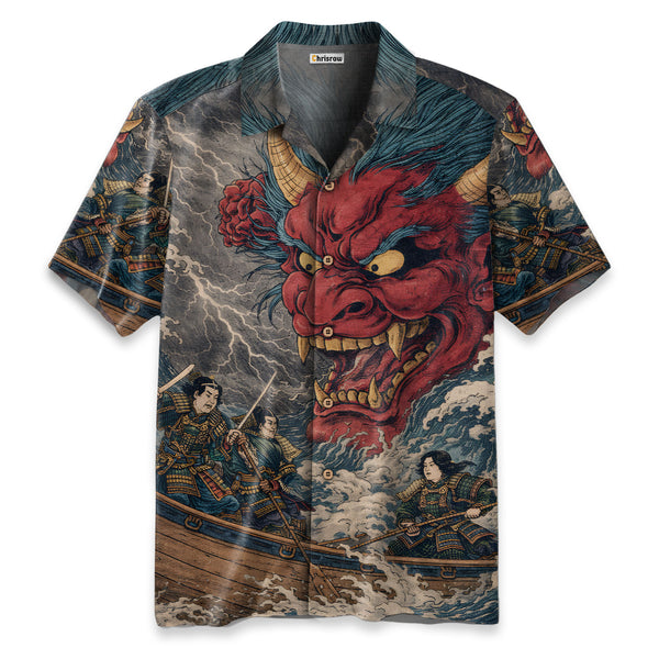 Chrisraw Demon And Samurai At Sea Hawaiian Shirt