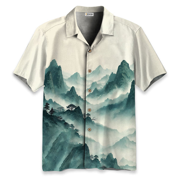 Chrisraw Misty Mountain Landscape Ink Hawaiian Shirt
