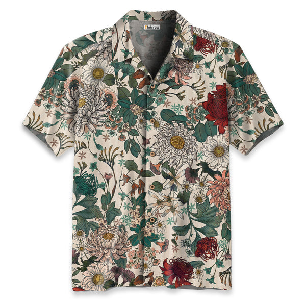 Chrisraw Crimson Daisy Hawaiian Shirt
