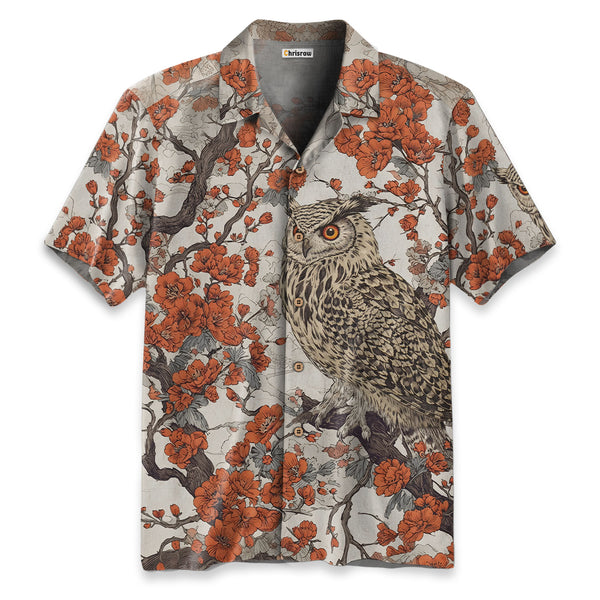 Chrisraw Owl And Plum Blossom Hawaiian Shirt