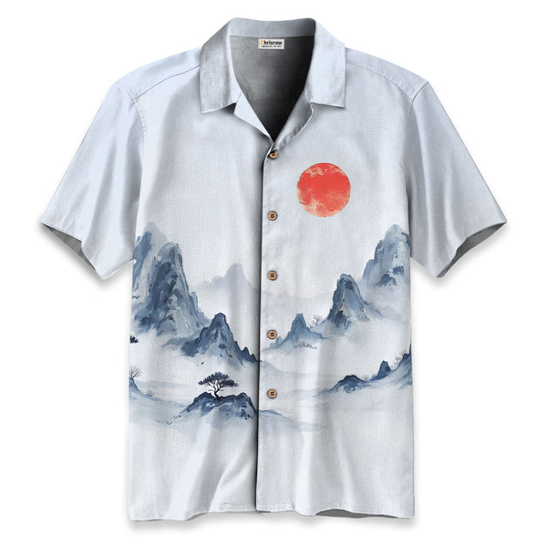 Chrisraw Misty Mountain Landscape Ink Hawaiian Shirt