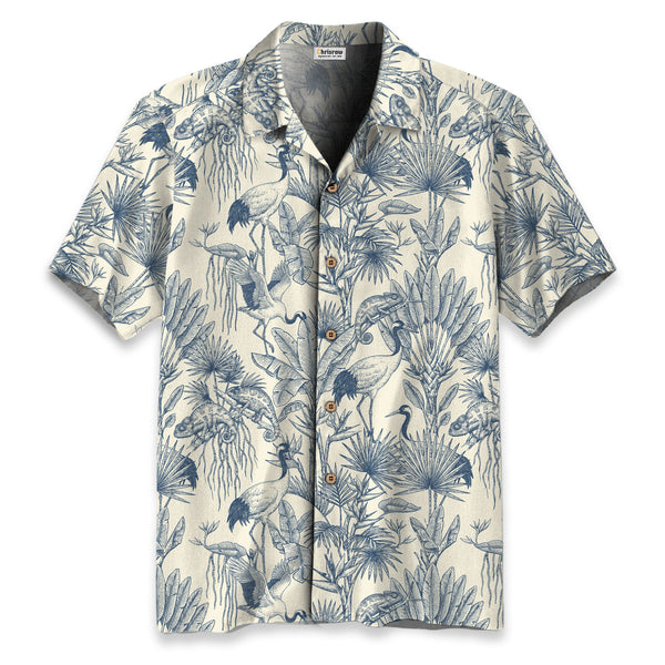 Chrisraw Crane Garden Hawaiian Shirt