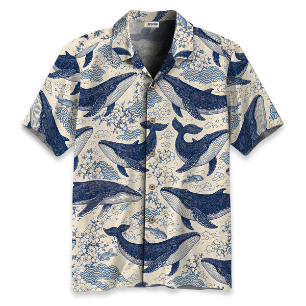 Chrisraw Blue Ocean Whale Hawaiian Shirt