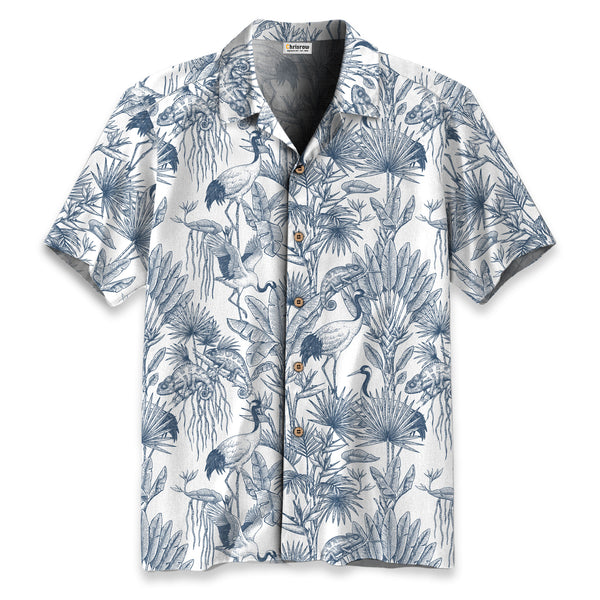 Chrisraw Crane Garden Hawaiian Shirt