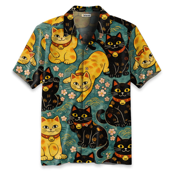 Chrisraw Yellow Cat And Black Cat Hawaiian Shirt