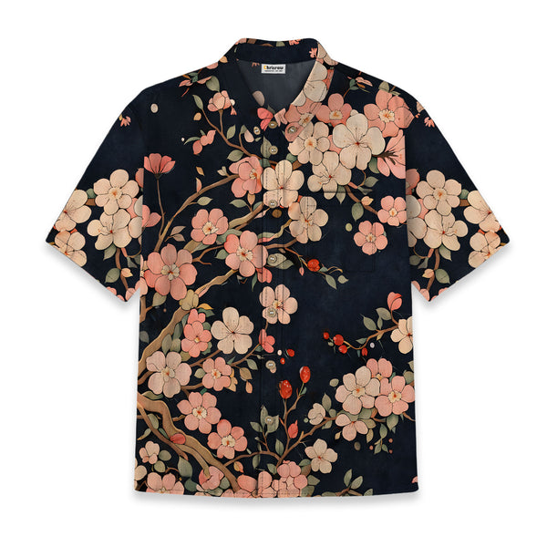 Chrisraw Kid's Japanese Blooming Sakura Ukiyo-e Short Sleeves Shirt