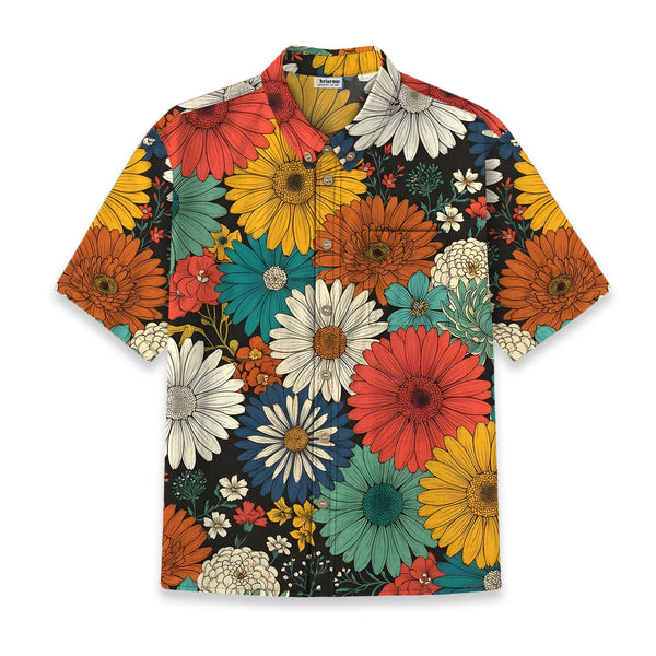 Chrisraw Kid's Japanese Colorful Chrysanthemums Ukiyo-e Short Sleeves Shirt