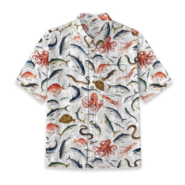 Chrisraw Kid's Japanese Sea Fish Ukiyo-e Short Sleeves Shirt