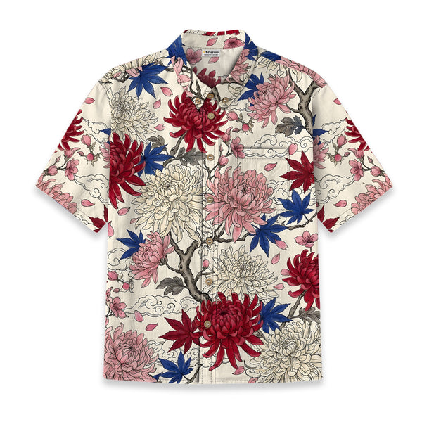 Chrisraw Kid's Japanese Vibrant Floral Ukiyo-e Short Sleeves Shirt