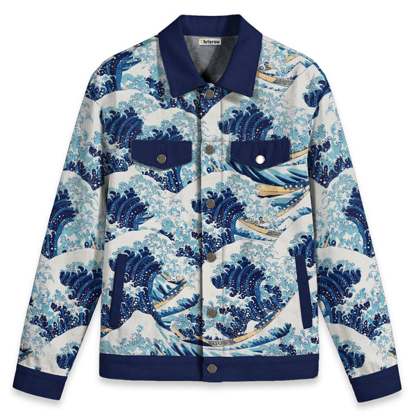 Chrisraw Great Wave Kanagawa Canvas Jacket | All-Over Print Cotton Jacket