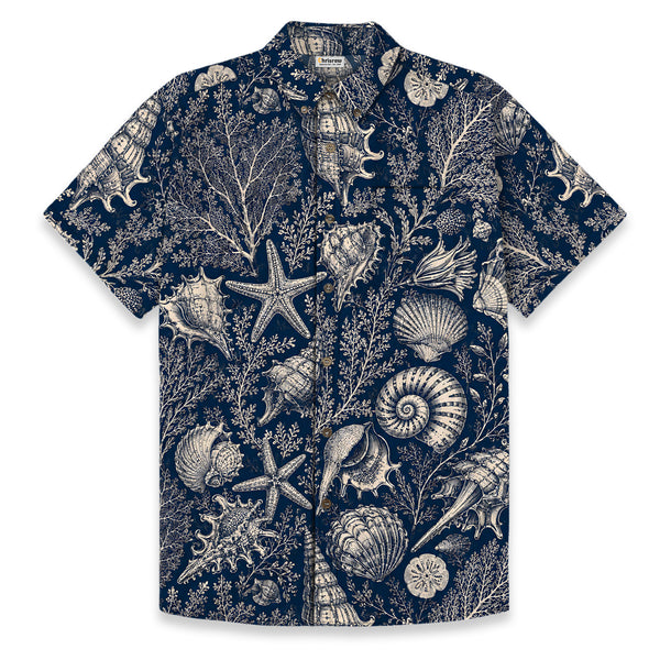 Chrisraw Men's Japanese Marine Mystery Ukiyo-e Short Sleeves Shirt