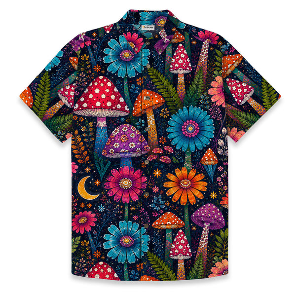 Chrisraw Men's Japanese Yayoi Kusama Mushrooms Ukiyo-e Short Sleeves Shirt