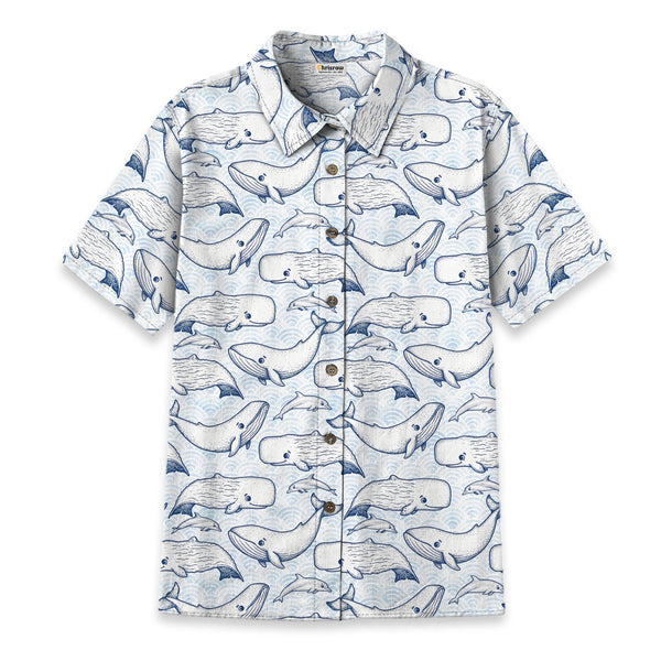 Chrisraw Women's Japanese Marine animals Ukiyo-e Short Sleeves Shirt