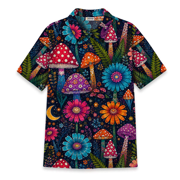 Chrisraw Women's Japanese VYayoi Kusama Mushrooms Ukiyo-e Short Sleeves Shirt