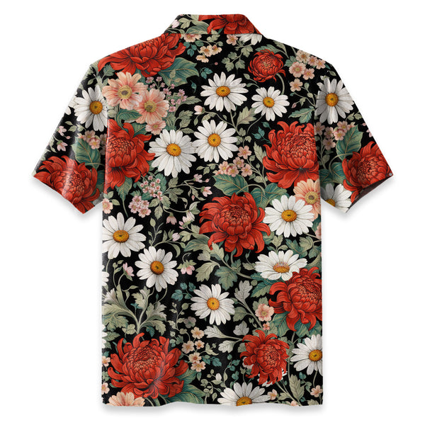Chrisraw Crimson Daisy Hawaiian Shirt