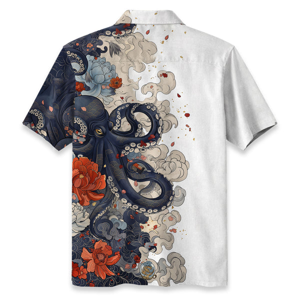 Chrisraw Octopus with Flowers and Clouds Hawaiian Shirt