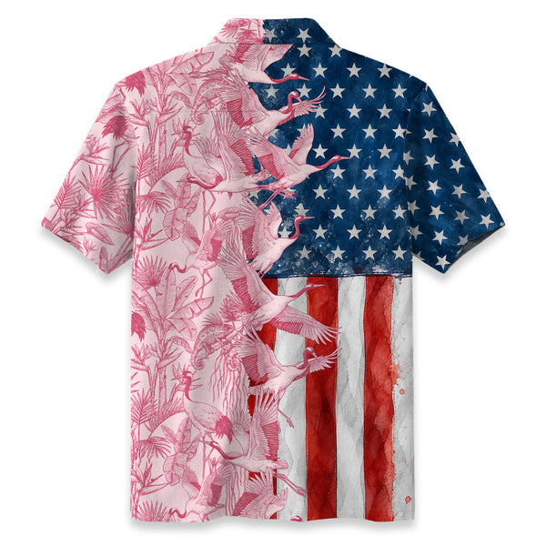 Chrisraw America 250 Pink Crane Garden Hawaiian Shirt