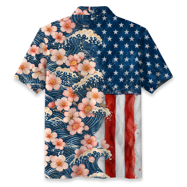 Chrisraw America 250 Sakura Wave Hawaiian Shirt