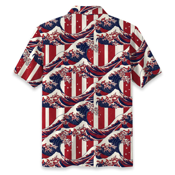 Chrisraw America 250 Seamless Striped Tides Hawaiian Shirt