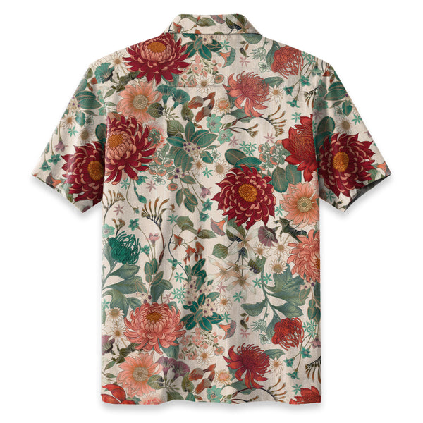 Chrisraw Crimson Daisy Hawaiian Shirt