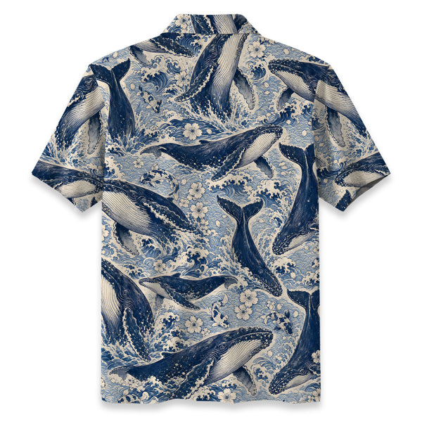 Chrisraw Blue Ocean Whale Hawaiian Shirt