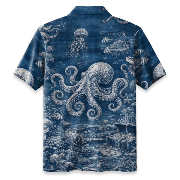 Chrisraw Blue Ocean Octopus Hawaiian Shirt