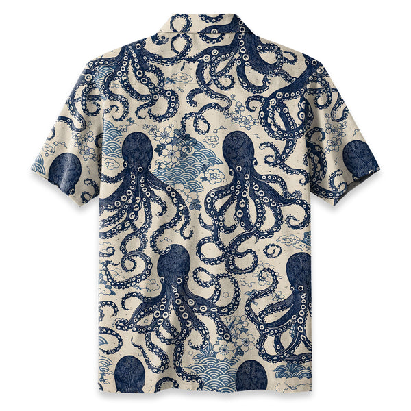 Chrisraw Blue Ocean Octopus Hawaiian Shirt